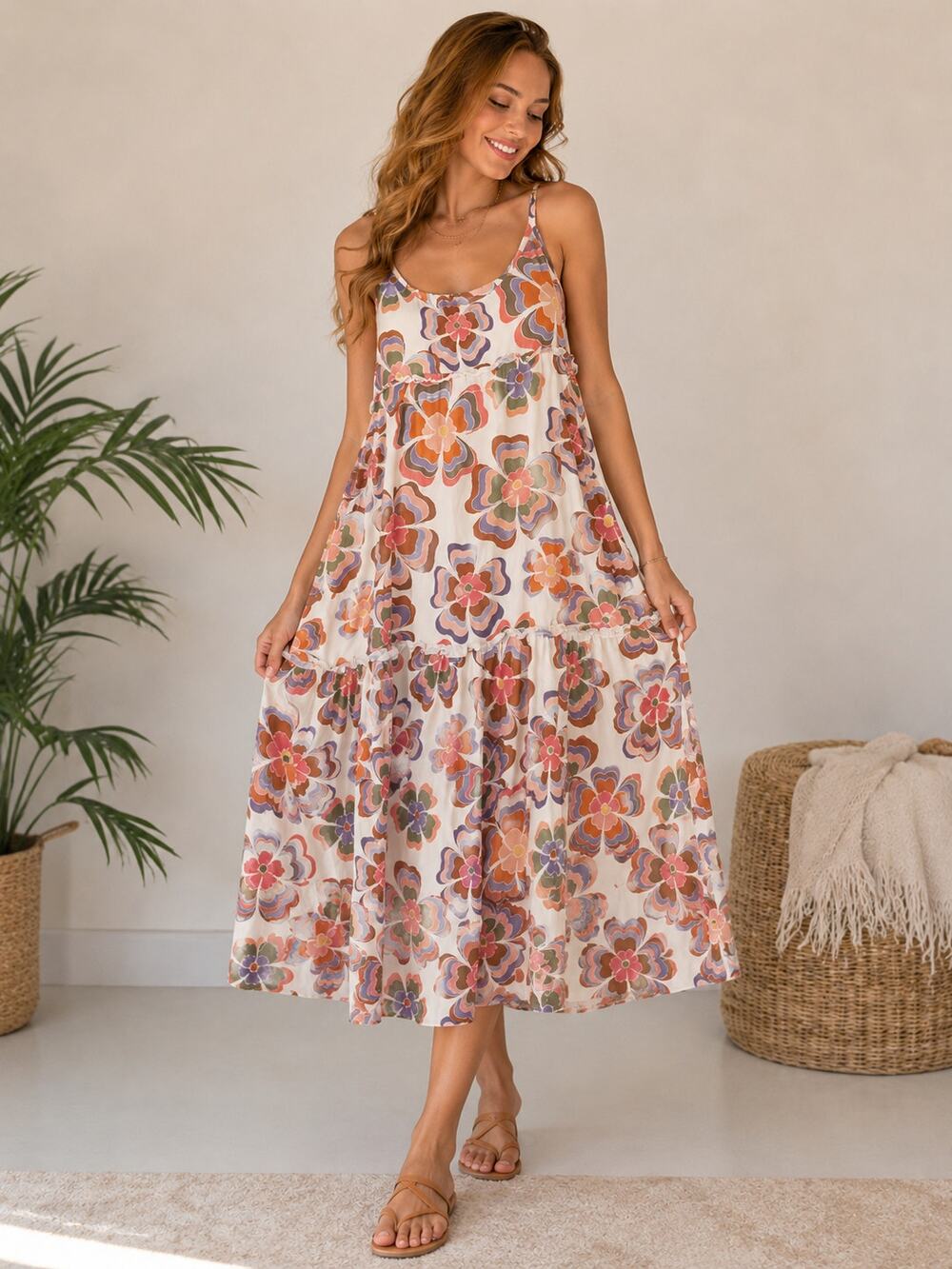 Smith & Quinn XL Winnie Dress “She’s a Rainbow” Floral Print 100% Cotton Pockets